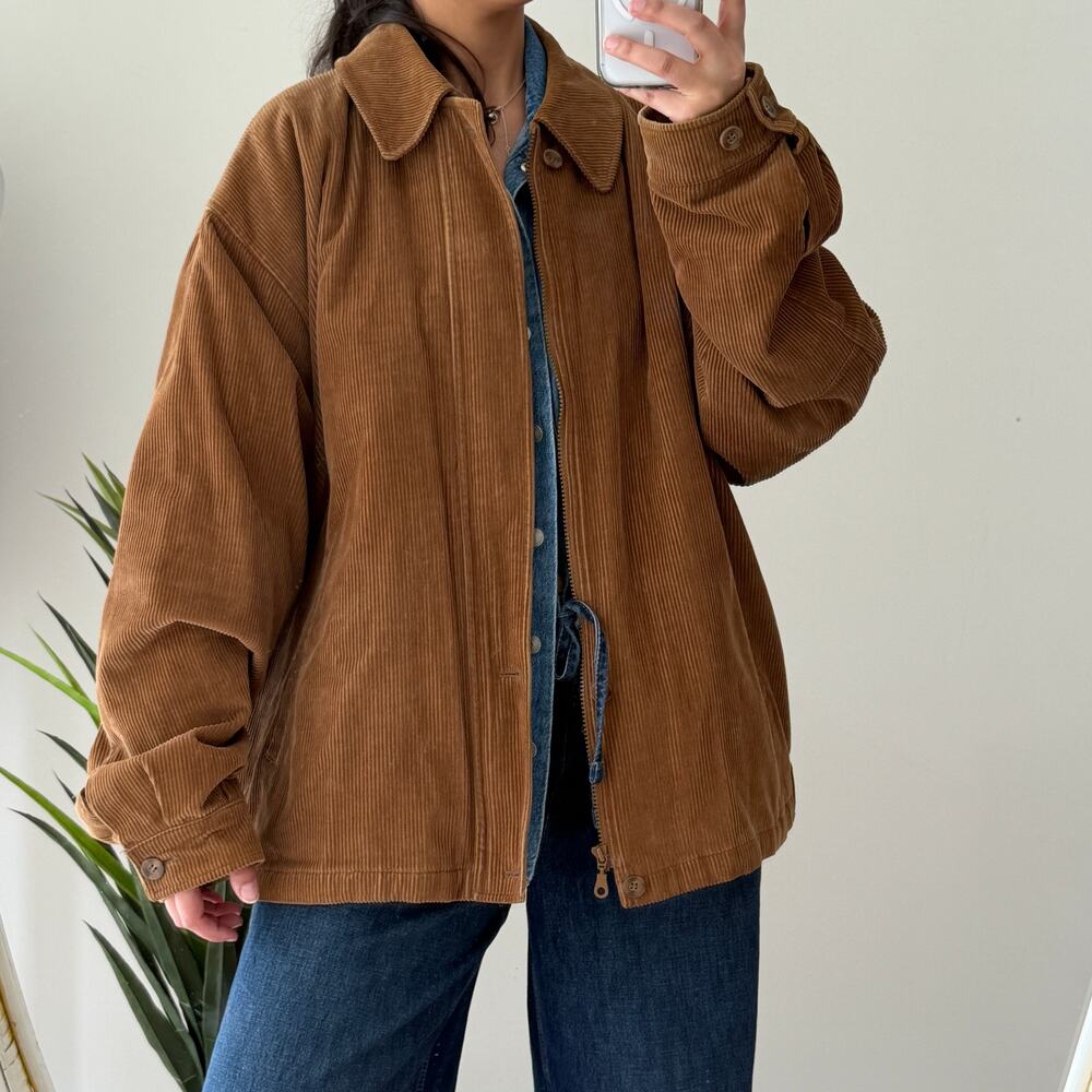 Vintage Millennium Corduroy Jacket Womens XL Brown Bomber Zip Western Heritage